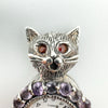 Amethyst & Marcasite Cat Pendant Watch in Sterling Silver 925 Heavy 15g