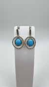 3ct Turquoise & Diamond Drop Earrings on 925 Sterling Silver