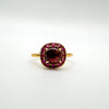 0.50ct Garnet & Ruby Halo Ring in 14k GP on Sterling Silver by Rainbow Rocks