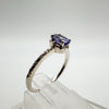 9ct White Gold 0.40ct Tanzanite & Diamond Engagement Stacking Ring Size N - O *