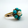 Antique 9ct Gold Pearl & Turquoise Ring Size L - M 3.5g