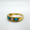 9ct Gold Half Hoop Turquoise & Pearl Ring Size N - O