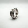 Wide Floral Engraved Spinning Fidget Ring in Sterling Silver 925 K - L by D’joy