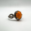 Orange Fire Opal Engagement Stacking Ring in Sterling Silver 925 Size M - N