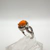 Orange Fire Opal Engagement Stacking Ring in Sterling Silver 925 Size M - N