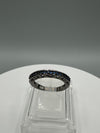 Blackened Sterling Silver Blue CZ Wedding Eternity Stacking Ring Size L M 925 *