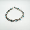 Unusual Blue Glass 8.5” Bracelet in Sterling Silver 925 Heavy 21.9g