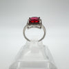 Pink Square 2.5ct Ruby CZ Engagement Stacking Ring in Sterling Silver  L - M *