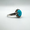 1ct Turquoise & CZ Engagement Stacking Ring in Sterling Silver 925 Size O - P