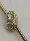 Vintage / Antique 9ct Gold 0.30ct Aquamarine Toi Et Moi Brooch / Pendant