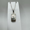 White Mother of Pearl Rectangular Bar Drop Pendant 18” Chain Sterling Silver 925