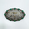 Antique Natural Emerald & Rose Cut Diamond Brooch in Gold / Silver 7g