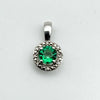 Created 0.25ct Emerald & Natural Diamond Pendant in Sterling Silver 925