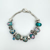 Blue / Green Italian Charm Bracelet in Sterling Silver 925 by Carlo Biagi 49g