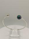 Unusual Flexible Torque Bangle / Cuff / Beaded Coloured Ball Sterling Silver 925