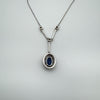 18ct White Gold Sapphire & Diamond Pendant Necklace 16” Chain