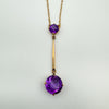 Vintage / Antique 9ct Rose Gold 3ct Amethyst Drop Pendant Necklace