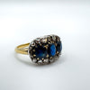 Antique 18ct Gold & Platinum Trilogy Sapphire & Old Cut Diamond Ring Size R - S