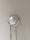 Pearl & CZ Pendant Sterling Silver 925 & 16" Necklace Wedding / June Birthday