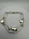 Unusual Chunky Star Moon Heart Charm Bracelet in Sterling Silver 925 Heavy 21g*