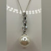 CZ & Pearl Pendant & 16" Necklace Sterling Silver 925 June Birthday Wedding