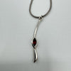 Garnet Pendant & 16” Snake Chain in Sterling Silver 925 *