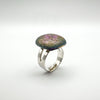 Unusual Large Purple Glass Colour Change Ring in Sterling Silver 925 Size N - O