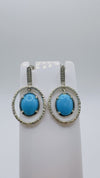 3ct Turquoise & Diamond Drop Earrings on 925 Sterling Silver