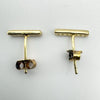 CZ Bar Drop Gold Plated Stud Earrings in Sterling Silver 925