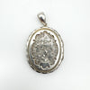 Chunky Antique Engraved Locket in Sterling Silver 925 Ivy & Leaf Design