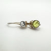 Vintage Peridot Grey Rutile Quartz Shepherds Hook Drop Earrings Sterling Silver