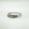 9ct White Gold Diamond Crossover Wedding Eternity Stacking Ring L - M (Replated)