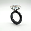 Huge 19.77ct Blue Topaz & Natural Diamond Onyx Cocktail Ring Size P - Q