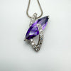 Large Sparkly Amethyst & CZ Pendant on 18” Necklace in Sterling Silver 925 *