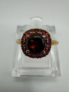 0.50ct Garnet & Ruby Halo Ring in 14k GP on Sterling Silver by Rainbow Rocks