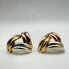 Vintage 9ct Gold 3x Coloured Gold Earrings - White / Rose & Yellow Gold