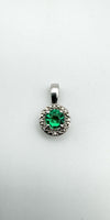 Created 0.25ct Emerald & Natural Diamond Pendant in Sterling Silver 925