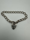 Vintage Heart Padlock Bracelet in Sterling Silver 925 (1972) 13g