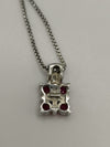 Ruby & CZ Cross Pendant & Chain on Sterling Silver 925 with 18" Necklace *