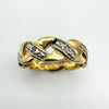 2x Diamond Set Criss Cross Gold Plated Ring Size O - P