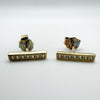 CZ Bar Drop Gold Plated Stud Earrings in Sterling Silver 925