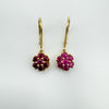 Vintage 10ct Gold Natural Ruby 0.70ct Leverback Earrings Dangle / Drop