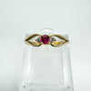 9ct Gold Ruby & CZ Ring Size M - N Engagement Stacking Ring