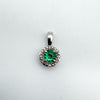 Created 0.25ct Emerald & Natural Diamond Pendant in Sterling Silver 925