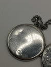 Vintage Large Round Sterling Silver Locket Etched Foliate Design 925 19" Chain