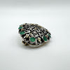 Antique Natural Emerald & Rose Cut Diamond Brooch in Gold / Silver 7g