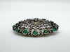 Antique Natural Emerald & Rose Cut Diamond Brooch in Gold / Silver 7g