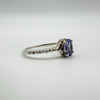 9ct White Gold 0.40ct Tanzanite & Diamond Engagement Stacking Ring Size N - O *