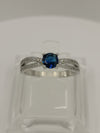 0.25ct Blue Sapphire CZ Engagement Stacking Ring Size N O Sterling Silver 925 *