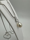 Pearl & CZ Pendant 16” Necklace in Sterling Silver by ARGENTO 925 June Birthday